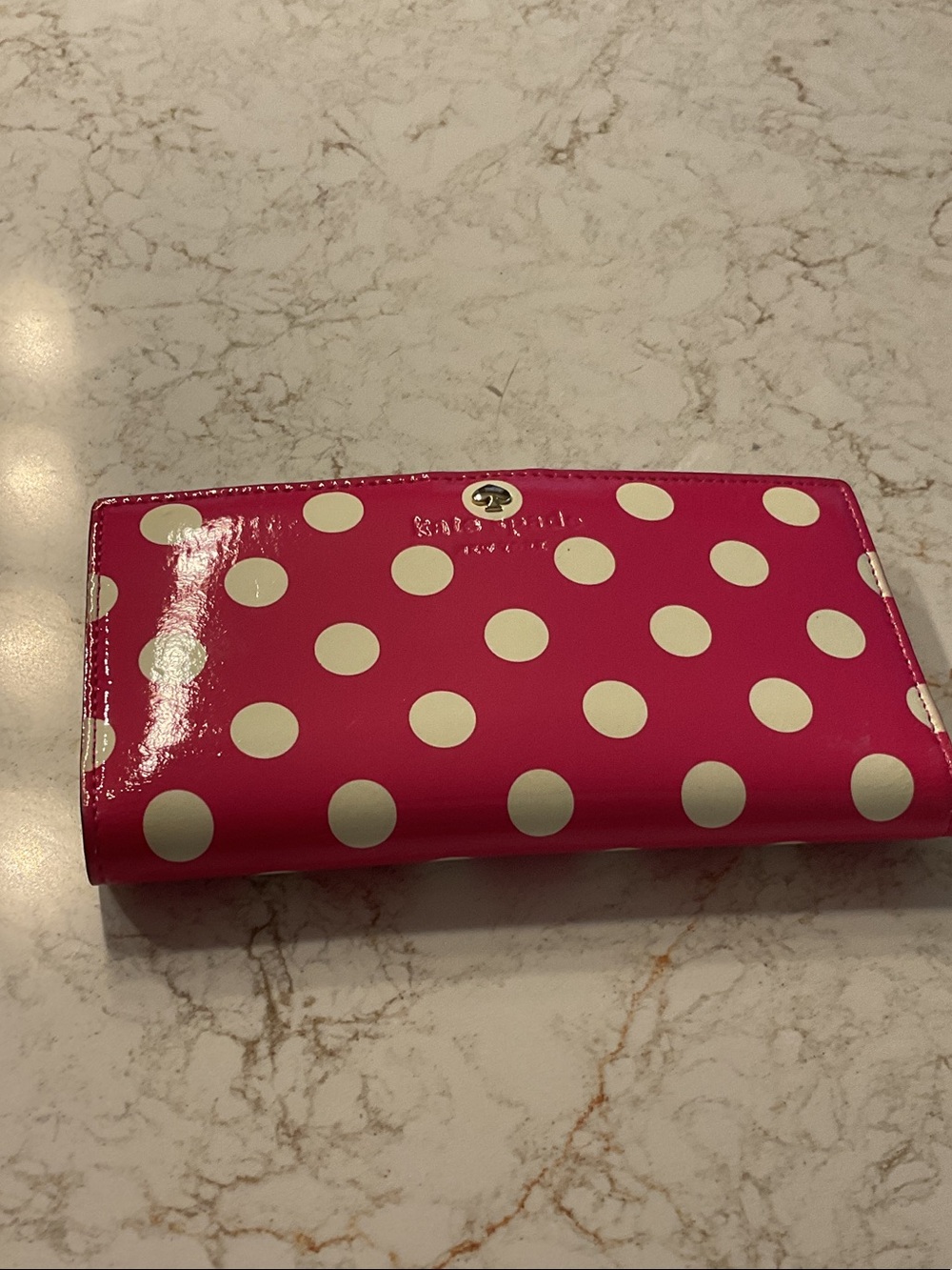 kate spade Pink Patent Polka Dot Continental Wallet